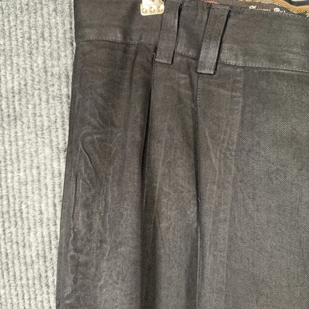 Tommy Bahama Relax Pleated Pants Mens 34 Black Silk Herringbone Quiet Luxury